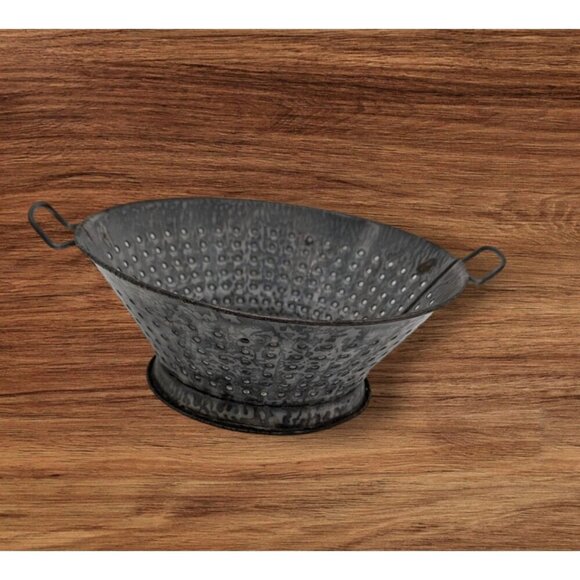 vintage Gray Graniteware Footed Colander Strainer Handles Enamelware 10 w x 4.5H - Picture 1 of 9